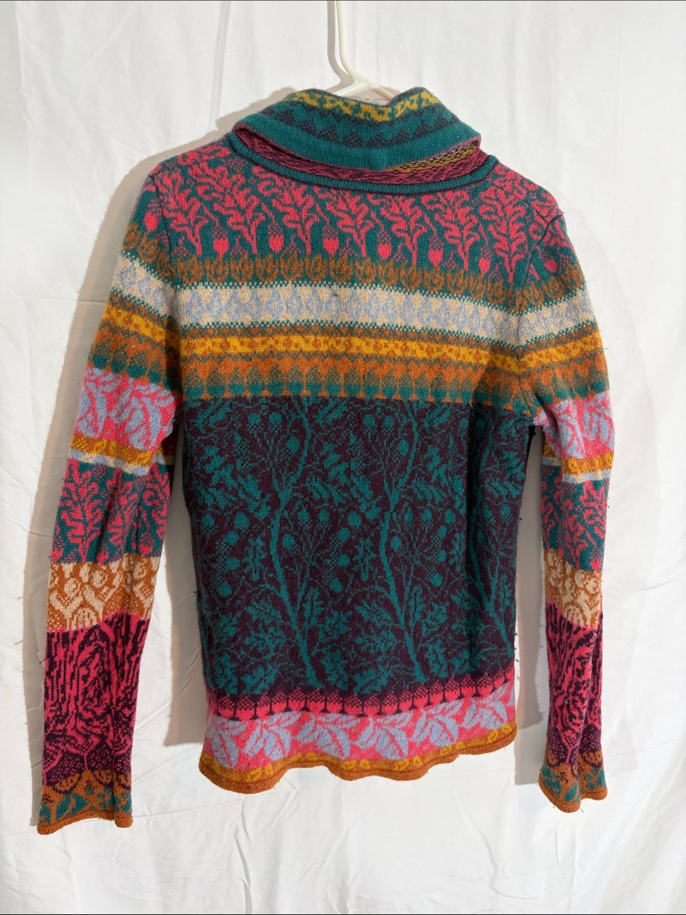 IVKO Multicolor Patterned Shawl Collar Cardigan - Teal, Pink & Gold - Picture 4 of 6